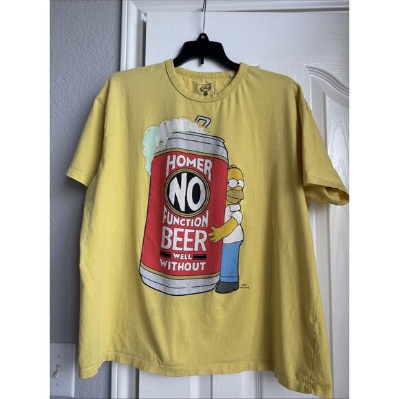 The Simpsons Other - Yellow Simpsons Homer No Function Well Without Beer T-Shirt - Medium